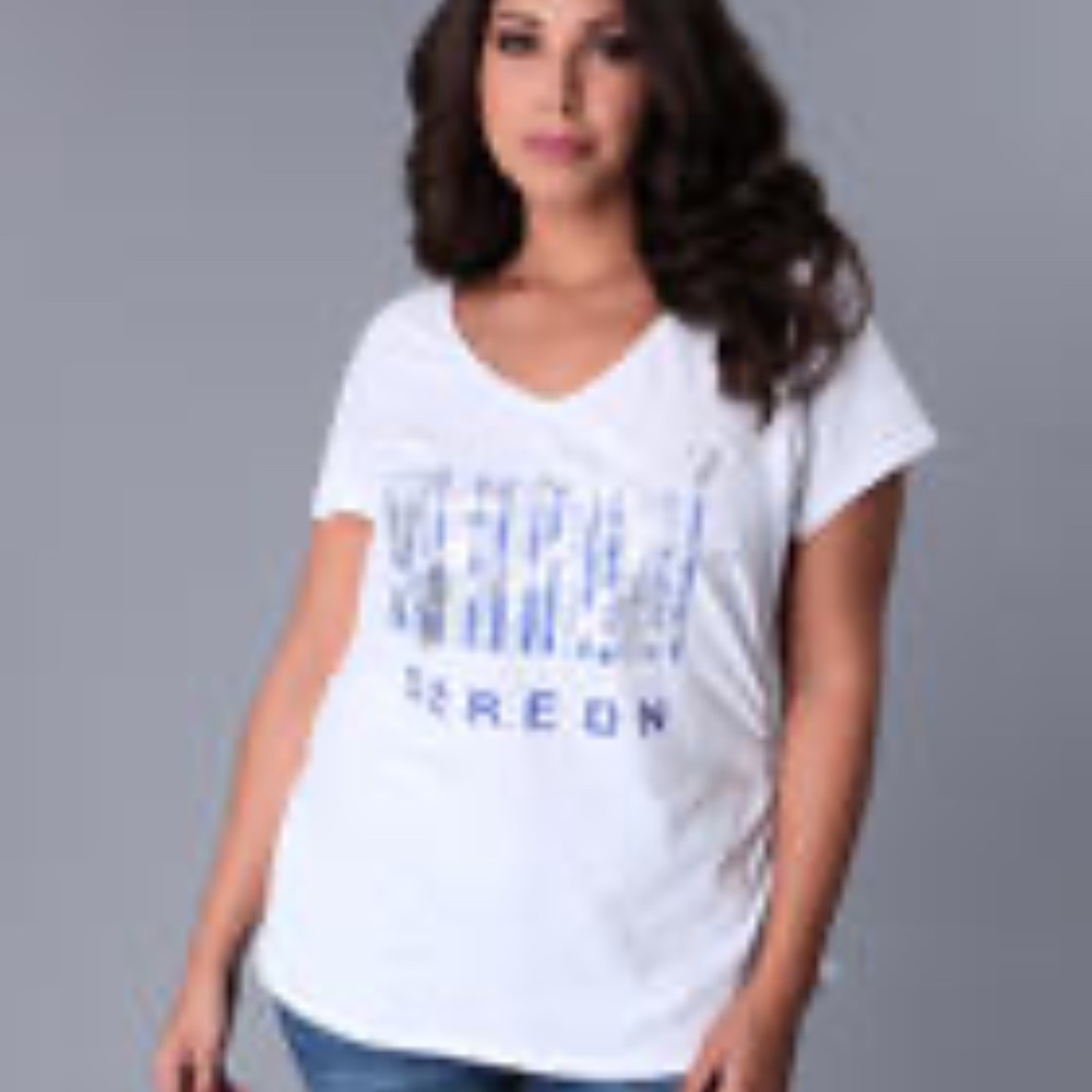 NEW Dereon Blue Silver  Logo White Can't Afford me Tee Shirt 2X  18 20 PLUS